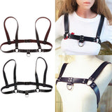 Maxbell Faux Leather Body Chest Half Harness Belt Adjustable Straps Unisex Black