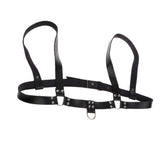 Maxbell Faux Leather Body Chest Half Harness Belt Adjustable Straps Unisex Black