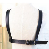 Maxbell Faux Leather Body Chest Half Harness Belt Adjustable Straps Unisex Black