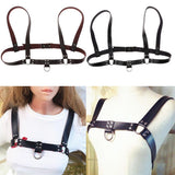 Maxbell Faux Leather Body Chest Half Harness Belt Adjustable Straps Unisex Black