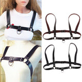 Maxbell Faux Leather Body Chest Half Harness Belt Adjustable Straps Unisex Black