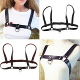 Maxbell Faux Leather Body Chest Half Harness Belt Adjustable Straps Unisex Black