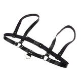 Maxbell Faux Leather Body Chest Half Harness Belt Adjustable Straps Unisex Black