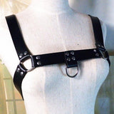 Maxbell Faux Leather Body Chest Half Harness Belt Adjustable Straps Unisex Black