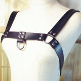 Maxbell Faux Leather Body Chest Half Harness Belt Adjustable Straps Unisex Coffee