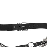 Maxbell Women Punk Body Chain Leather Harness Adjustable Cage Bra Black+Silver Chain