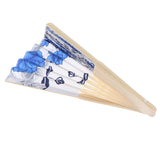 Japanese Hand Fan Vintage Bamboo Silk Fabric Folding Handheld Fan Blue