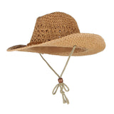 Adults Kids Western Cowboy Straw Hat Summer Wide Brim Sun Hat Adult Khaki