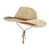 Adults Kids Western Cowboy Straw Hat Summer Wide Brim Sun Hat Adult Beige