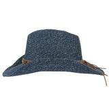 Unisex Western Style Straw Cowboy Cowgirl Hat Wide Brim Sun Hat Navy