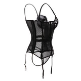 Maxbell Women Push up Bustier Sexy Corset Lace Printing Waist Cinche XXL-Black White