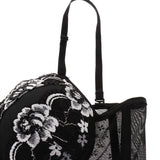 Maxbell Women Push up Bustier Sexy Corset Lace Printing Waist Cinche XXL-Black White