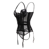 Maxbell Women Push up Bustier Sexy Corset Lace Printing Waist Cinche XXL-Black White