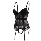 Maxbell Women Push up Bustier Sexy Corset Lace Printing Waist Cinche S-Black