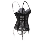 Maxbell Women Push up Bustier Sexy Corset Lace Printing Waist Cinche S-Black