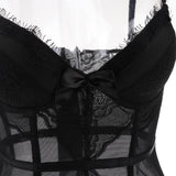 Maxbell Women Push up Bustier Sexy Corset Lace Printing Waist Cinche S-Black