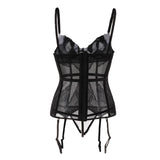 Maxbell Women Push up Bustier Sexy Corset Lace Printing Waist Cinche S-Black