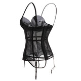 Maxbell Women Push up Bustier Sexy Corset Lace Printing Waist Cinche S-Black