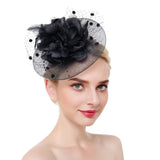 Vintage Feather Fascinator Derby Hat Headpiece with Hair Hoop Black