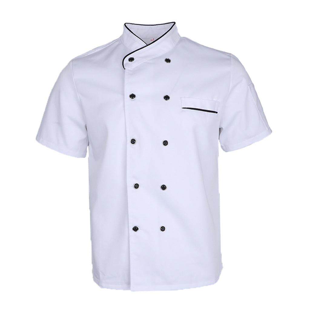 Max Unisex Short Sleeve Chef Jacket Kitchen Cook Coat Uniforms M White