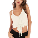 Max Sleeveless Tank Tops Vest Casual V Neck Blouse Camisole for Summer  White S