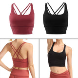 Max Yoga Seamless Strappy Bralette Sports Bra Padded Workout Tank Top Black