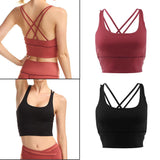 Max Yoga Seamless Strappy Bralette Sports Bra Padded Workout Tank Top Black
