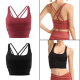 Max Yoga Seamless Strappy Bralette Sports Bra Padded Workout Tank Top Black