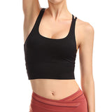 Max Yoga Seamless Strappy Bralette Sports Bra Padded Workout Tank Top Black