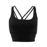 Max Yoga Seamless Strappy Bralette Sports Bra Padded Workout Tank Top Black