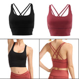 Max Yoga Seamless Strappy Bralette Sports Bra Padded Workout Tank Top Black