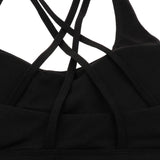 Max Yoga Seamless Strappy Bralette Sports Bra Padded Workout Tank Top Black
