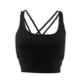 Max Yoga Seamless Strappy Bralette Sports Bra Padded Workout Tank Top Black