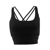 Max Yoga Seamless Strappy Bralette Sports Bra Padded Workout Tank Top Black