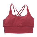 Max Yoga Seamless Strappy Bralette Sports Bra Padded Workout Tank Top Brick Red