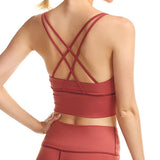 Max Yoga Seamless Strappy Bralette Sports Bra Padded Workout Tank Top Brick Red