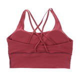 Max Yoga Seamless Strappy Bralette Sports Bra Padded Workout Tank Top Brick Red