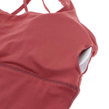 Max Yoga Seamless Strappy Bralette Sports Bra Padded Workout Tank Top Brick Red
