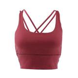 Max Yoga Seamless Strappy Bralette Sports Bra Padded Workout Tank Top Brick Red
