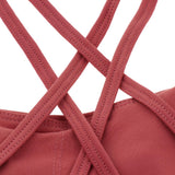 Max Yoga Seamless Strappy Bralette Sports Bra Padded Workout Tank Top Brick Red