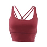 Max Yoga Seamless Strappy Bralette Sports Bra Padded Workout Tank Top Brick Red
