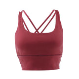 Max Yoga Seamless Strappy Bralette Sports Bra Padded Workout Tank Top Brick Red