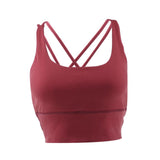 Max Yoga Seamless Strappy Bralette Sports Bra Padded Workout Tank Top Brick Red