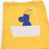 Max Women Canvas Tote Bag Printing Design Normal Style Yellow Bathing Hippo