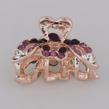 Women's Metal Vintage Butterfly Hair Claw Clamps Crystal Hair Clips Purple