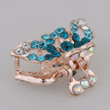 Women's Metal Vintage Butterfly Hair Claw Clamps Crystal Hair Clips Blue