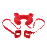 Maxbell Hand Ankle Comfortable Cuffs Kit Short Plush Straps with Neck Pillow Red