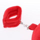 Maxbell Hand Ankle Comfortable Cuffs Kit Short Plush Straps with Neck Pillow Red