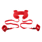 Maxbell Hand Ankle Comfortable Cuffs Kit Short Plush Straps with Neck Pillow Red