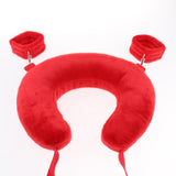 Maxbell Hand Ankle Comfortable Cuffs Kit Short Plush Straps with Neck Pillow Red